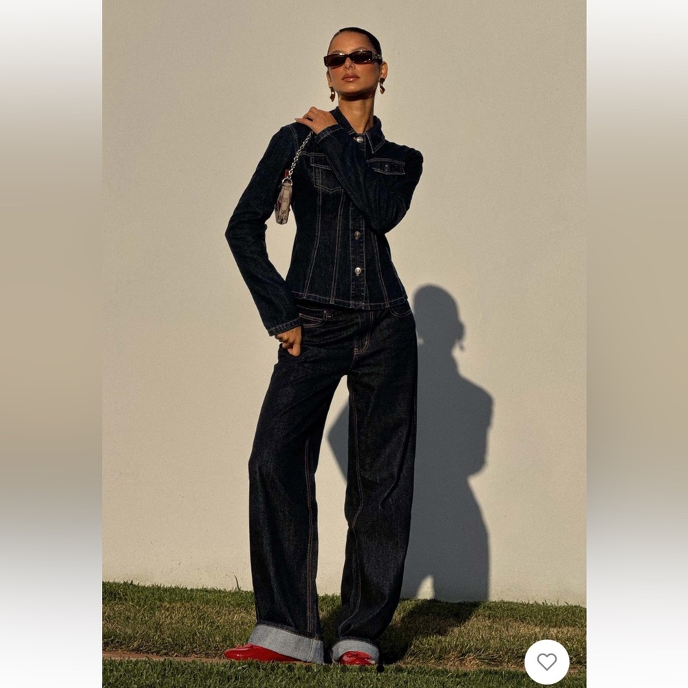 Princess Polly Top Model Cuffed Jean & Rider Denim Jacket Set